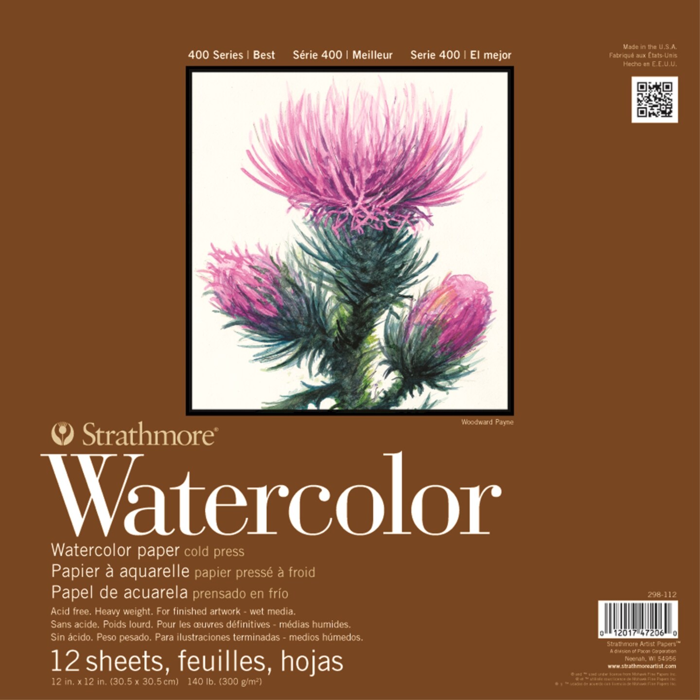 Strathmore (298-103 400 Series Watercolor Pad, 5.5&#x22;x8.5&#x22;, 12 Sheets , White