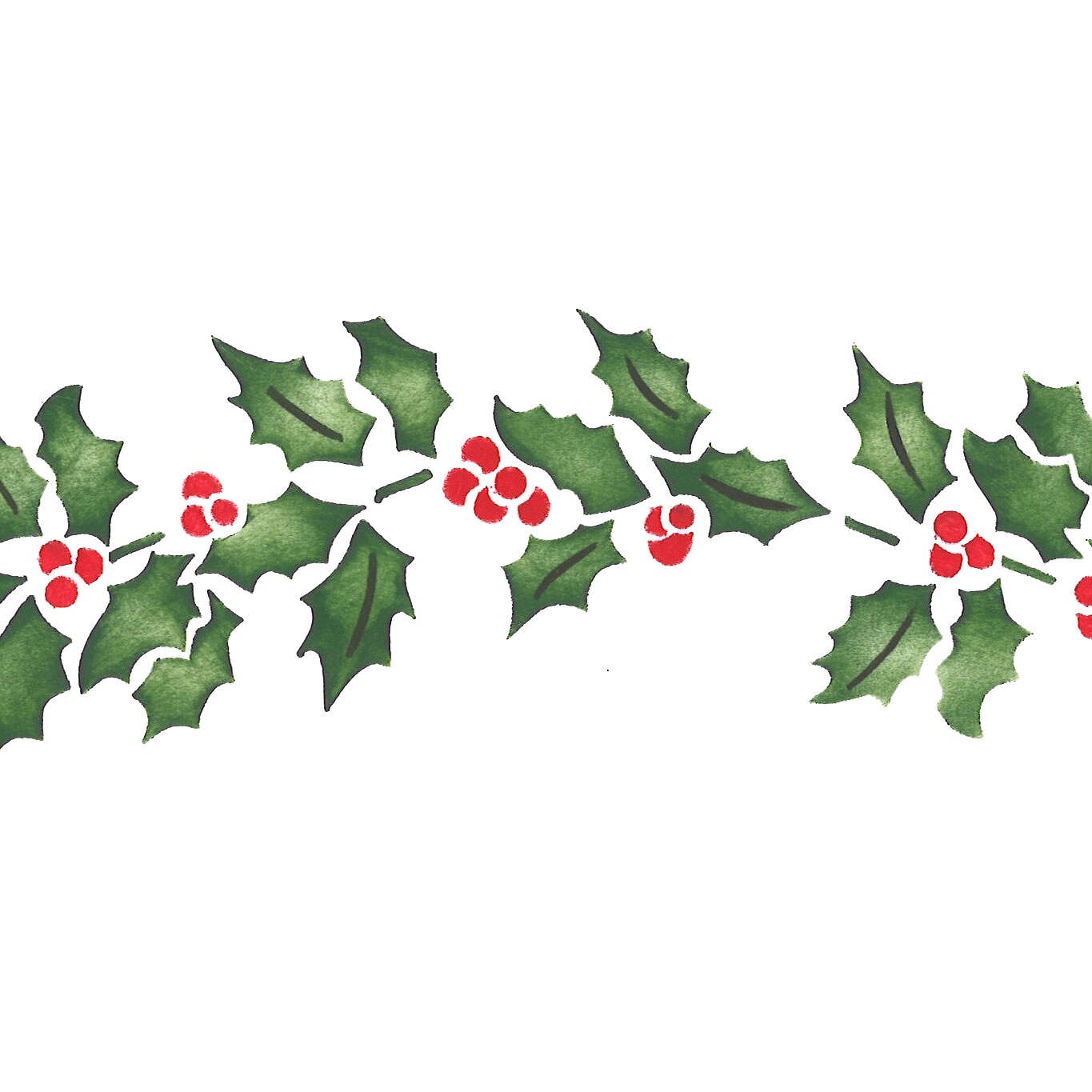 Holly Garland Wall Stencil | 2565 by Designer Stencils | Floral Stencils | Reusable Art Craft Stencils for Painting on Walls, Canvas, Wood | Reusable Plastic Paint Stencil for Home Makeover | Easy to Use &#x26; Clean Art Stencil