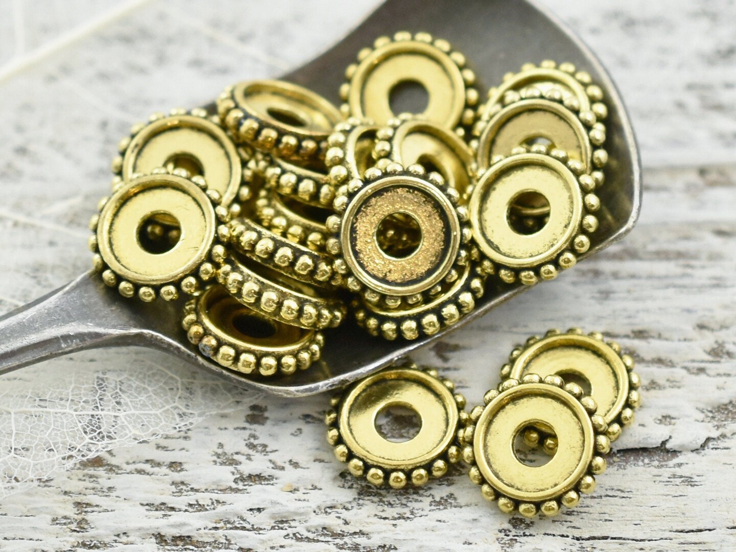 *50* 10x2mm Antique Gold Bali Style Rondelle Spacer Beads