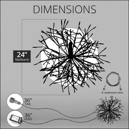 24&#x22; White Starburst Lighted Branches, Warm White LED, Twinkle Lights: Illuminate Your Space with LED Starburst Branch Lights