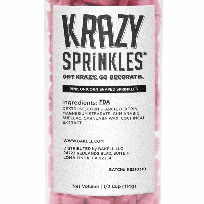 Krazy Sprinkles - Pink Unicorn Horns (1/2 Cup, 1x Jar) for Cakes, Ice Cream & Cookies