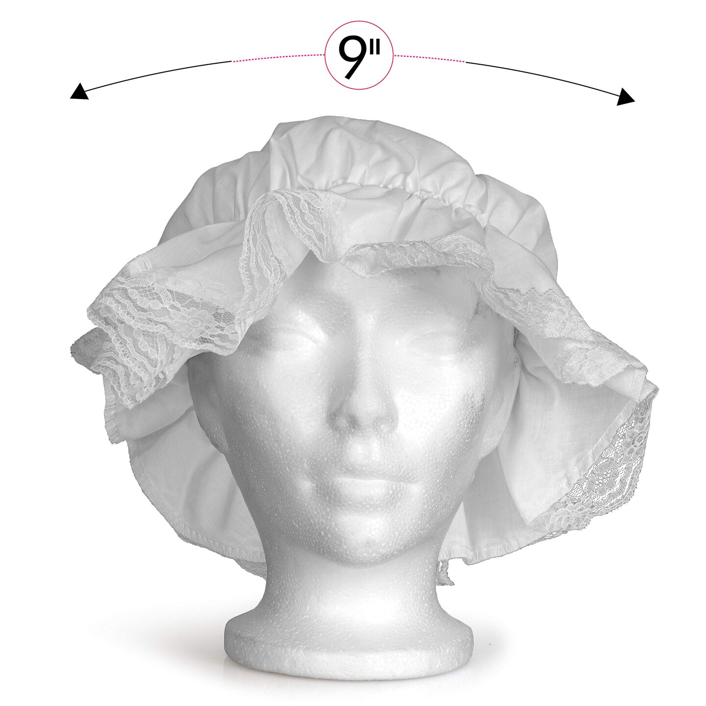 White Mob Cap Accessory - Grandma Night Bonnet Colonial Costume Nightcap Mop Hat Accessories for Maid Girls and Women