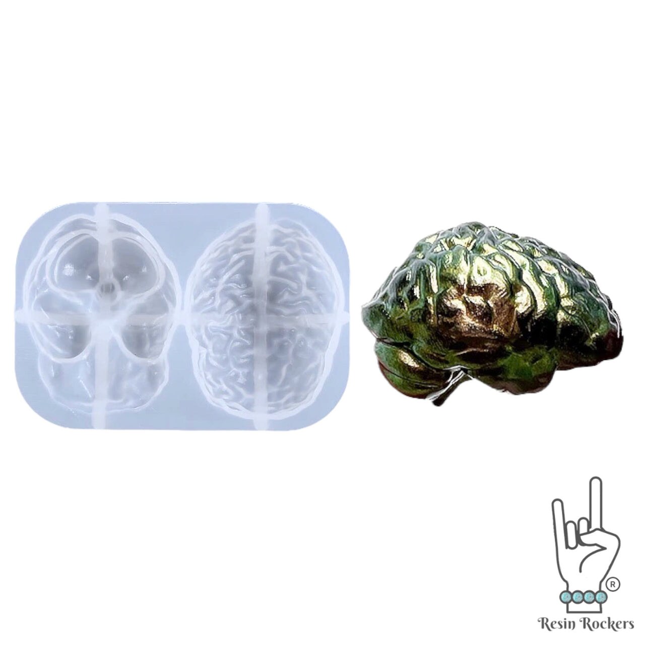 UV Safe Human Brain Silicone 3d Badge Reel or Phone Grip Mold for UV