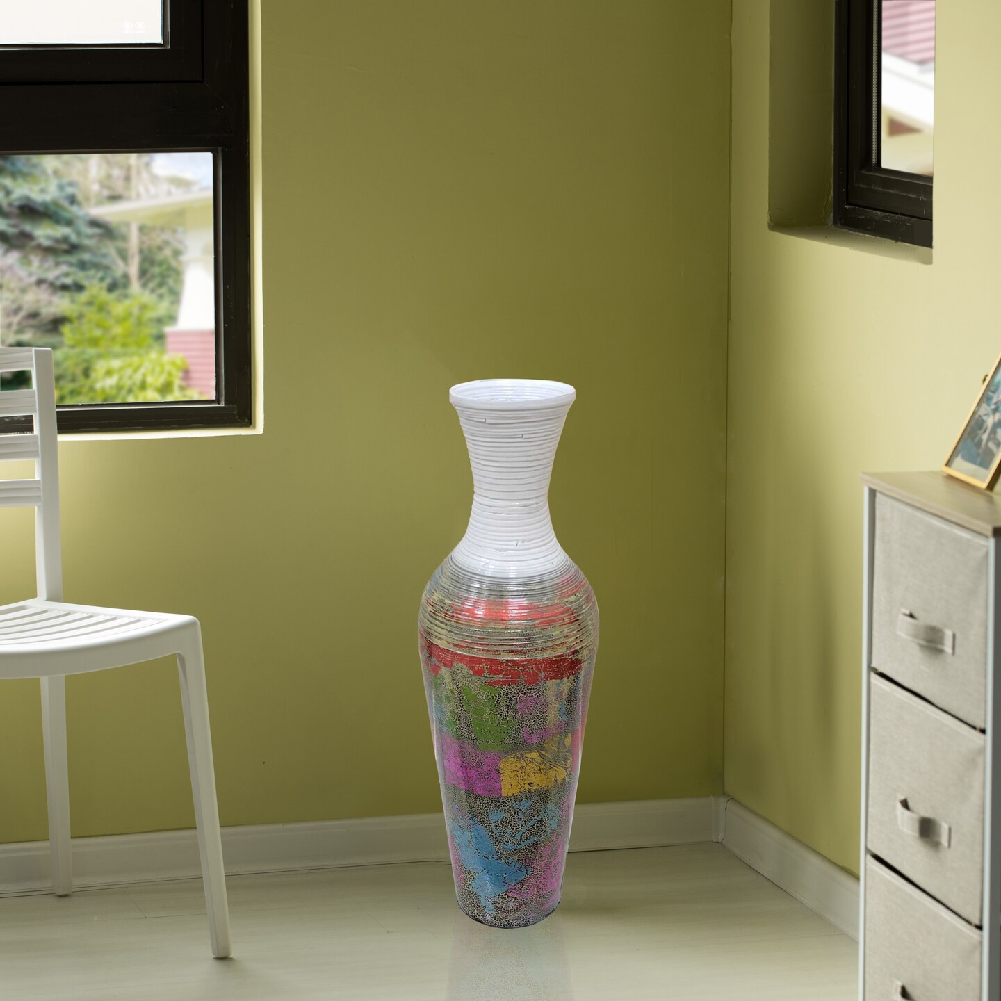 Uniquewise Tall Vases for Floor, Large Contemporary Bamboo Floor Vase for Dining, Living Room, Entryway Decoration Fill It with Dried Branches or Flowers, 29