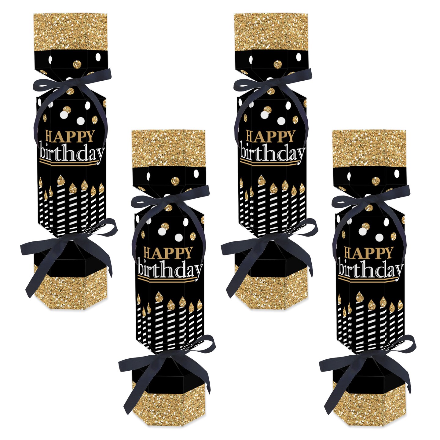 Big Dot of Happiness Adult Happy Birthday - Gold - No Snap Birthday Party Table Favors - DIY Cracker Boxes - Set of 12