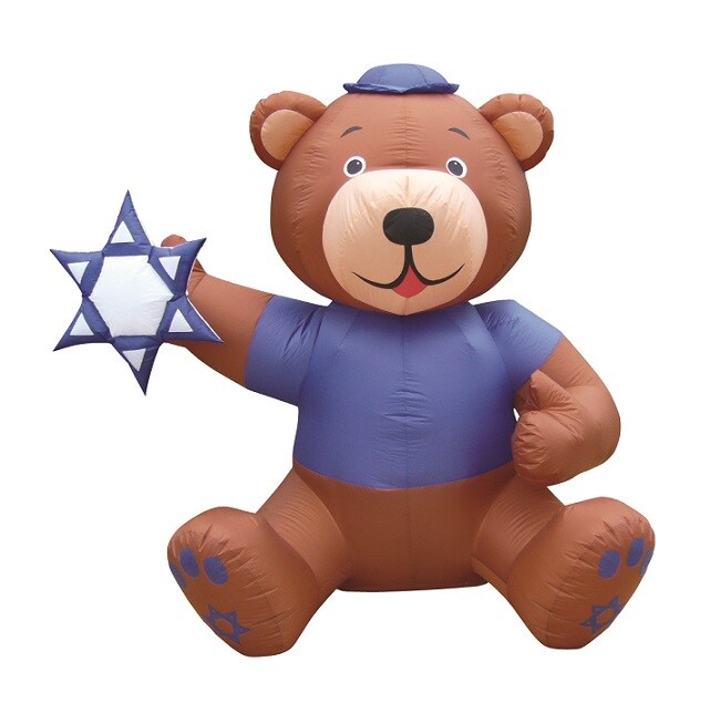 6.5&#x27; Air Blown Inflatable Hanukkah Brown Bear Holding Star Of David Y149