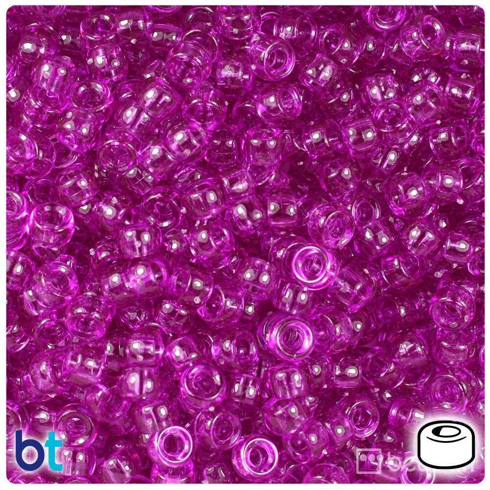 BeadTin Lilac Transparent 6.5mm Mini Barrel Plastic Pony Beads (1000pcs)