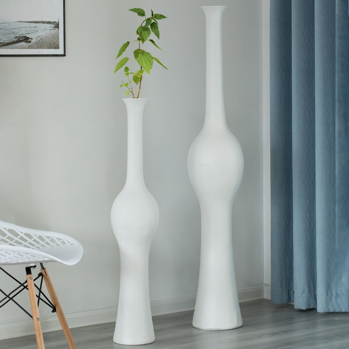 Unique Style 58.75 inch Tall Floor Vase for Entryway, Dining, or Living Room Decor, Elegant White Ceramic Tall Vase with Intricate Design, Contemporary Home Accent Piece, Modern Decorative Pottery