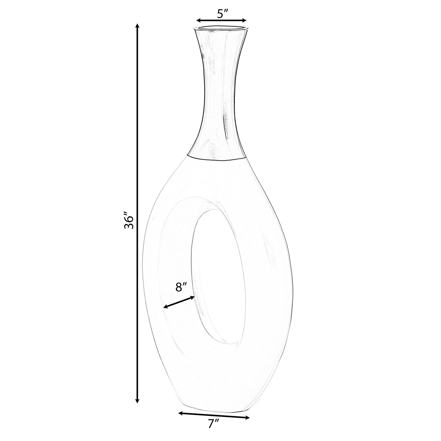Decorative White Ceramic Floor Flower Vase with Black Neck, 36 Inch Tall for Living Room, Entryway, Dining Room, Modern Home Decor, Large Tall Vases for Flowers, Unique Art Vase, Decorative Floor Vase