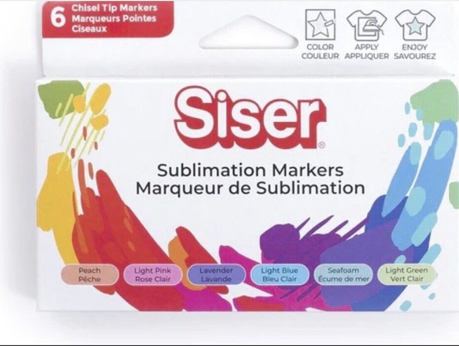 Siser Sublimation Markers -6 Iron-on Heat Transfer Markers for T-Shirts -Pastel Pack (6)