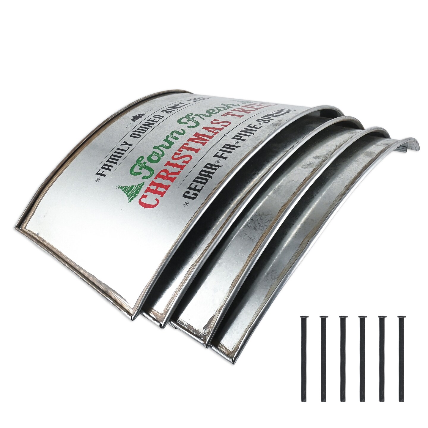 Ornativity Metal Christmas Tree Collar - 24" Galvanized Tin Metal Rustic Bucket Base Skirt for Xmas Holiday Tree Bottom