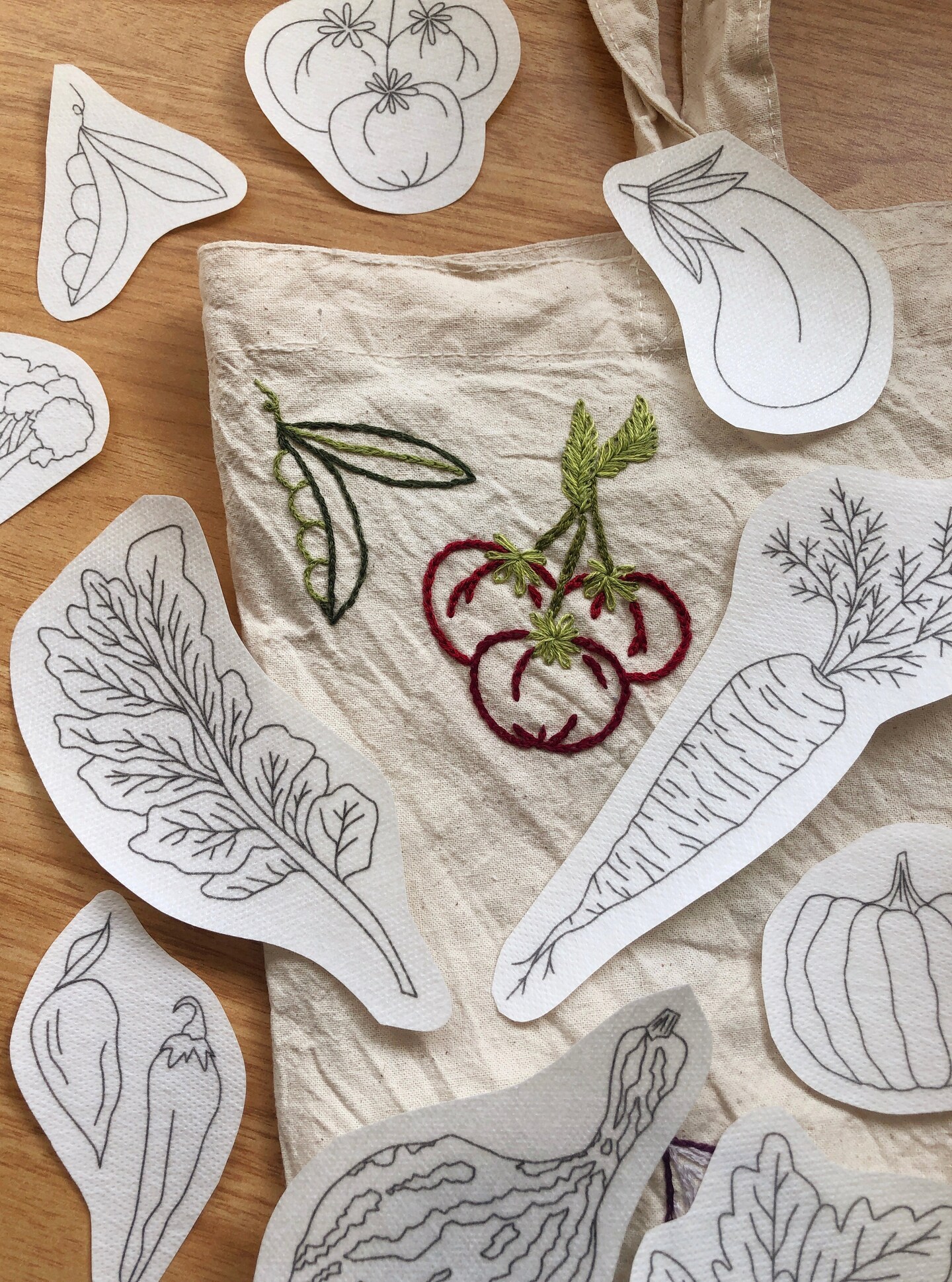 MCreativeJ Veggie Delight - Peel Stick and Stitch Hand Embroidery Patterns