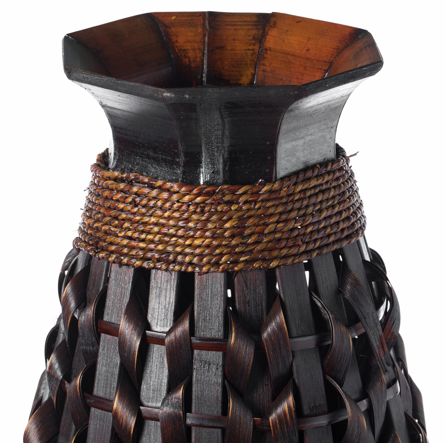 39-Inch-Tall Bamboo Floor Standing Vase with Wicker Woven Design - Handcrafted Bamboo Vase - Indoor Decor Accent Piece - Large Floor Vase for Living Room, Entryway, or Bedroom, Home or Office D&#xE9;cor