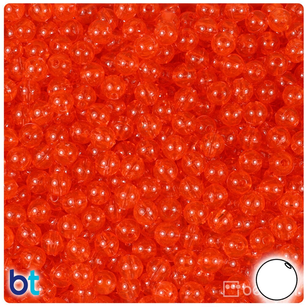 BeadTin Hyacinth Transparent 6mm Round Plastic Craft Beads (500pcs)