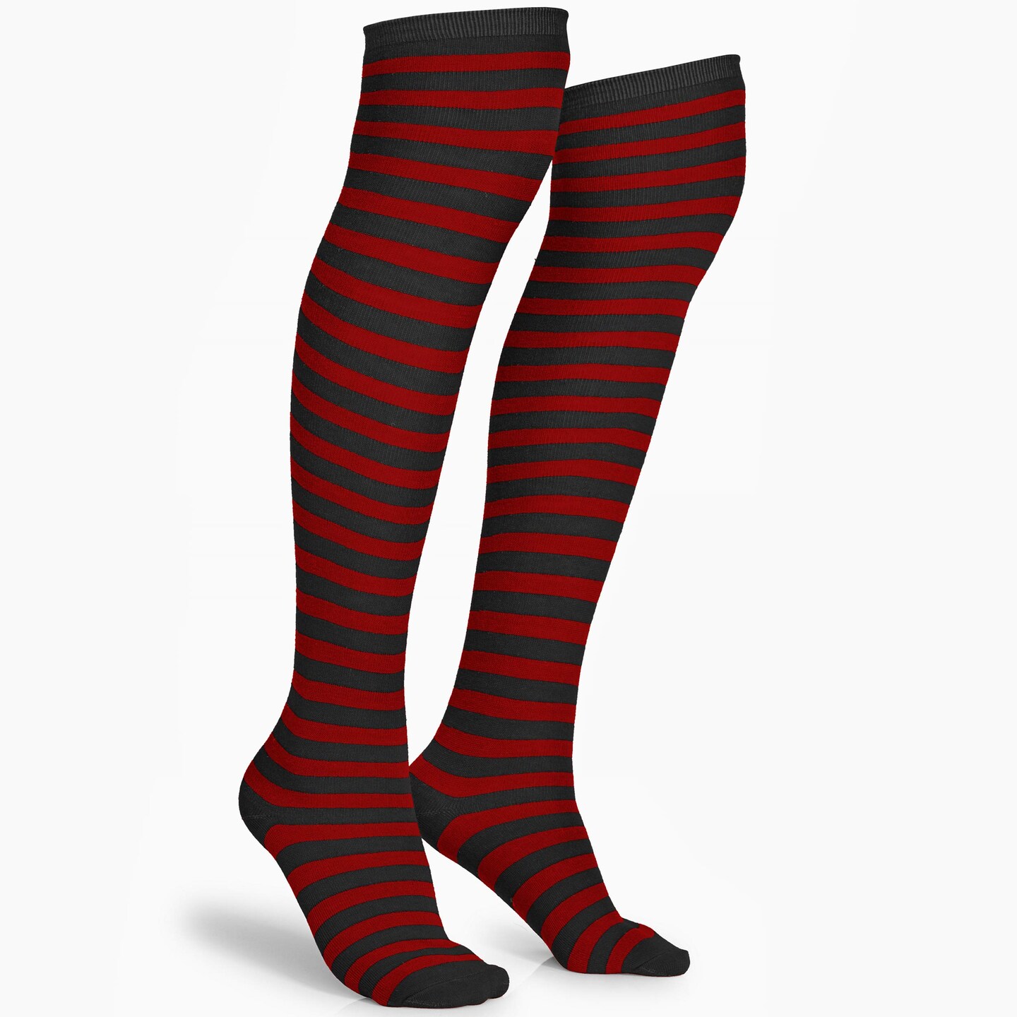 Black and Red Socks - Over The Knee Striped Thigh High Costume Accessories  Stockings for Men, Women and Kids