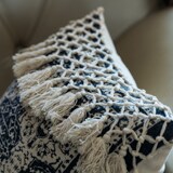 16&#x22; Handwoven Cotton Throw Pillow Cover with Traditional Pattern and Tasseled Top