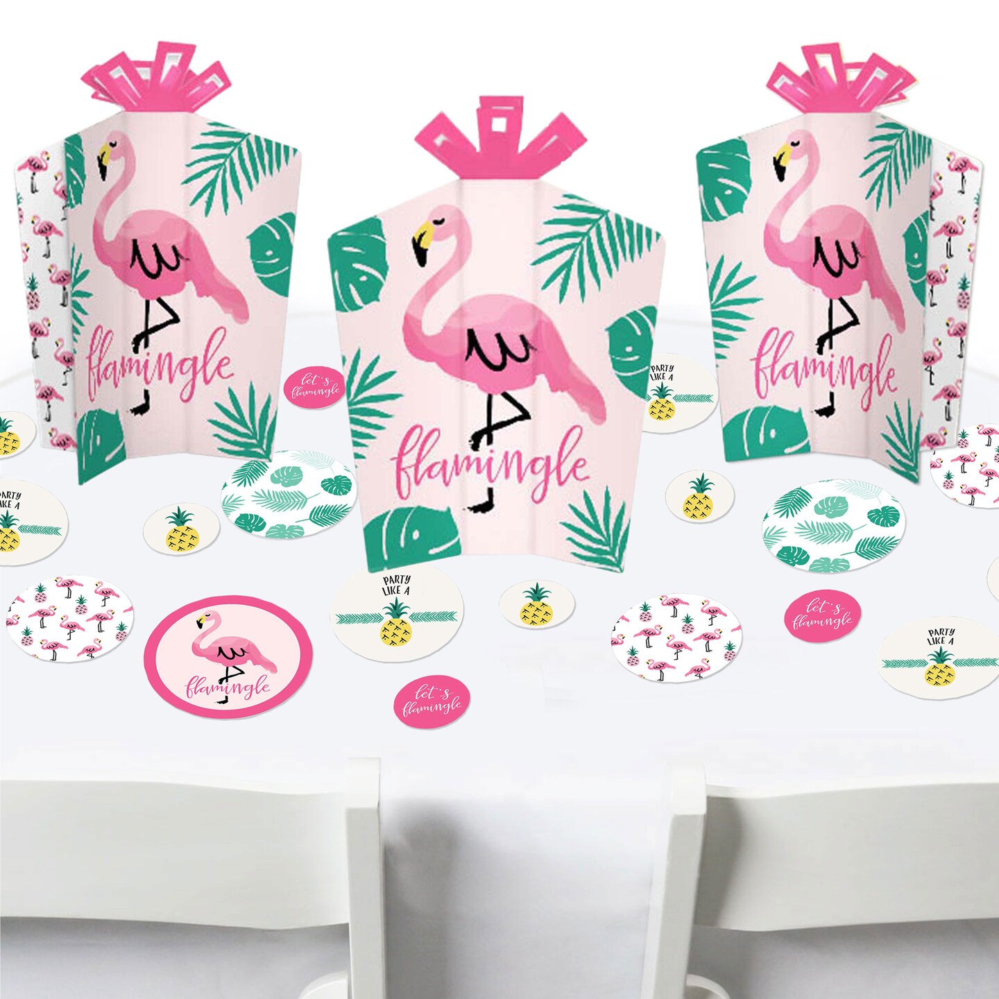 Big Dot of Happiness Pink Flamingo - Party Like a Pineapple - Tropical Summer Party Decor and Confetti - Terrific Table Centerpiece Kit - Set of 30