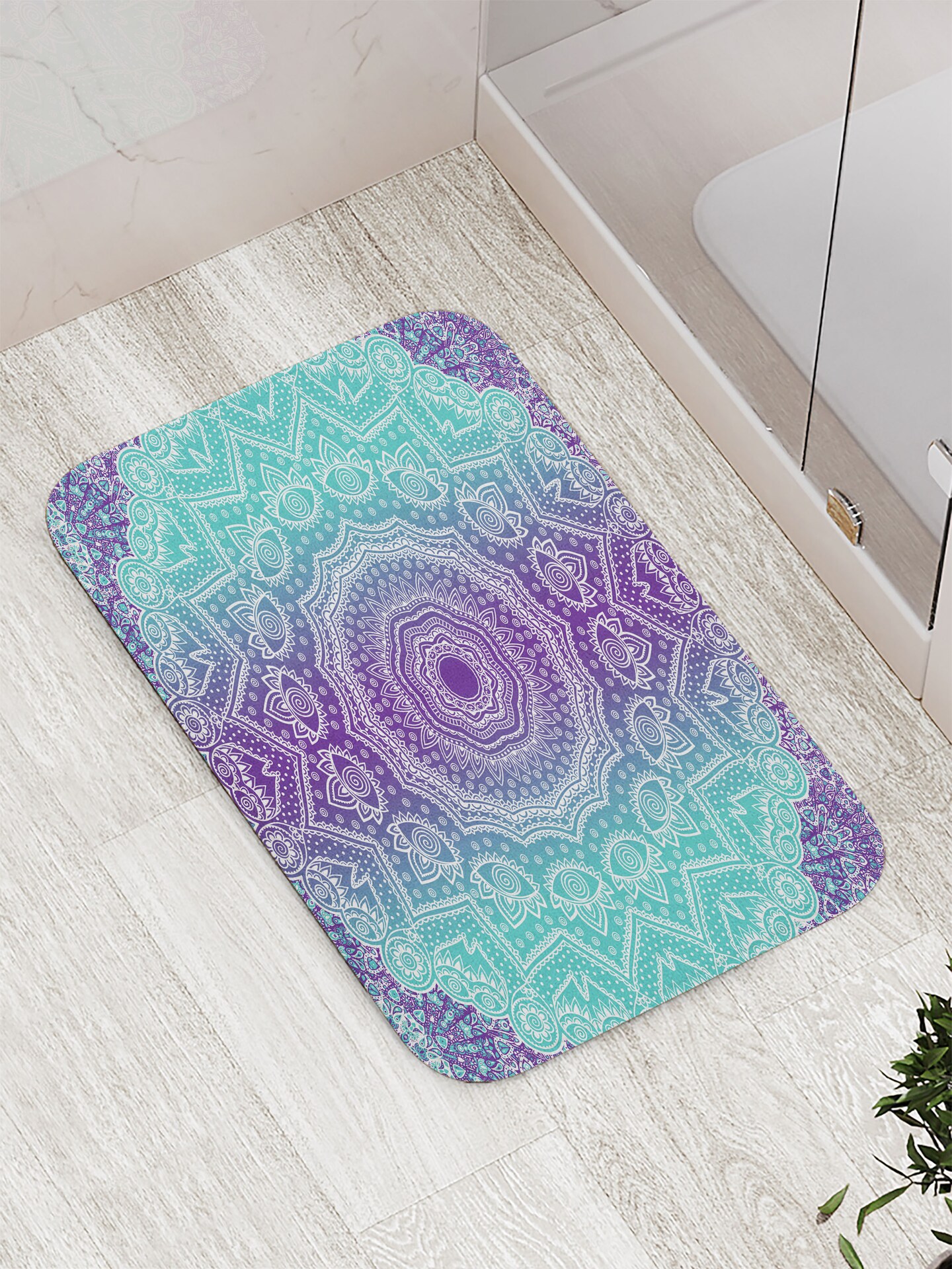 Ambesonne Purple and Turquoise Bath Mat, Hippie Ombre Mandala Inner Peace  and Meditation with Ornamental Art, Plush Bathroom Decor Mat with Non Slip  Backing, 29.5 X 17.5, Purple Aqua