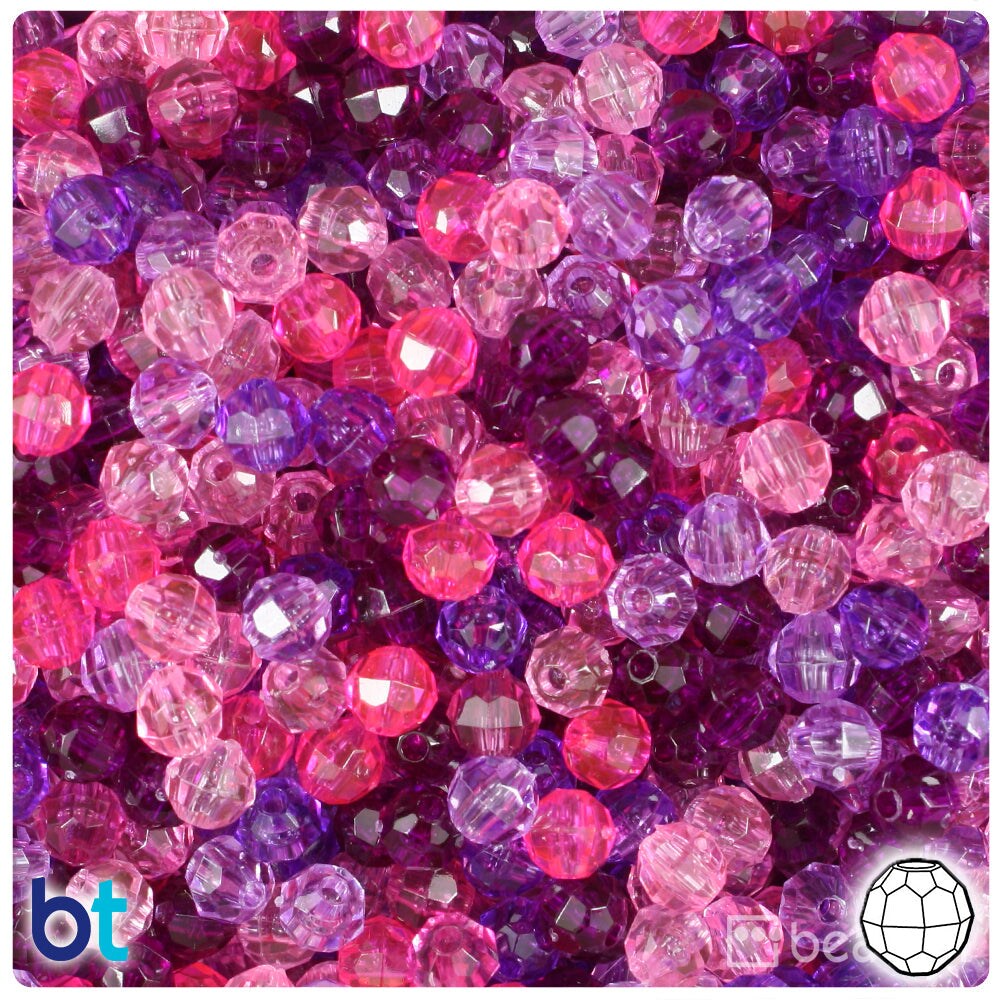 Opaque Mix 6mm Faceted Round Plastic Beads (600pcs)