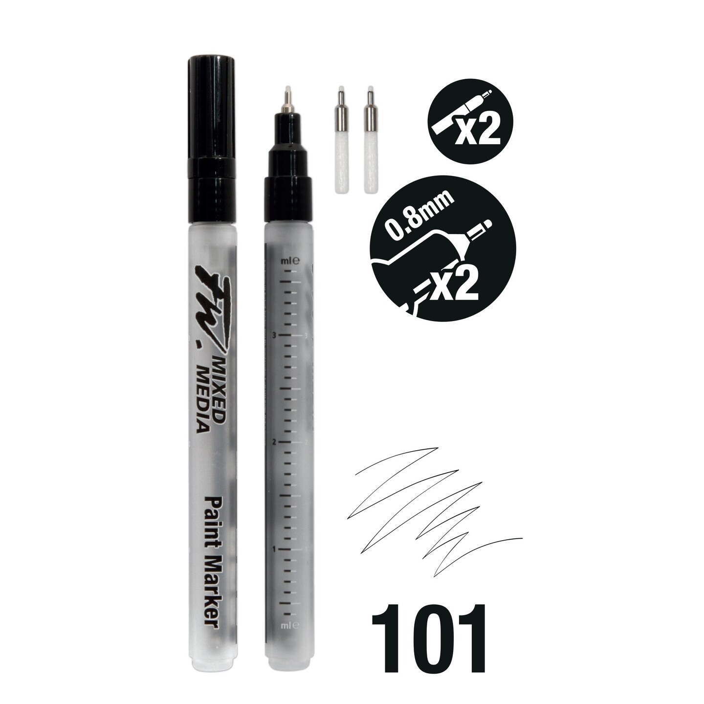 DalerRowney FW Empty Mixed Media Paint Markers & Nib Sets, 2Marker