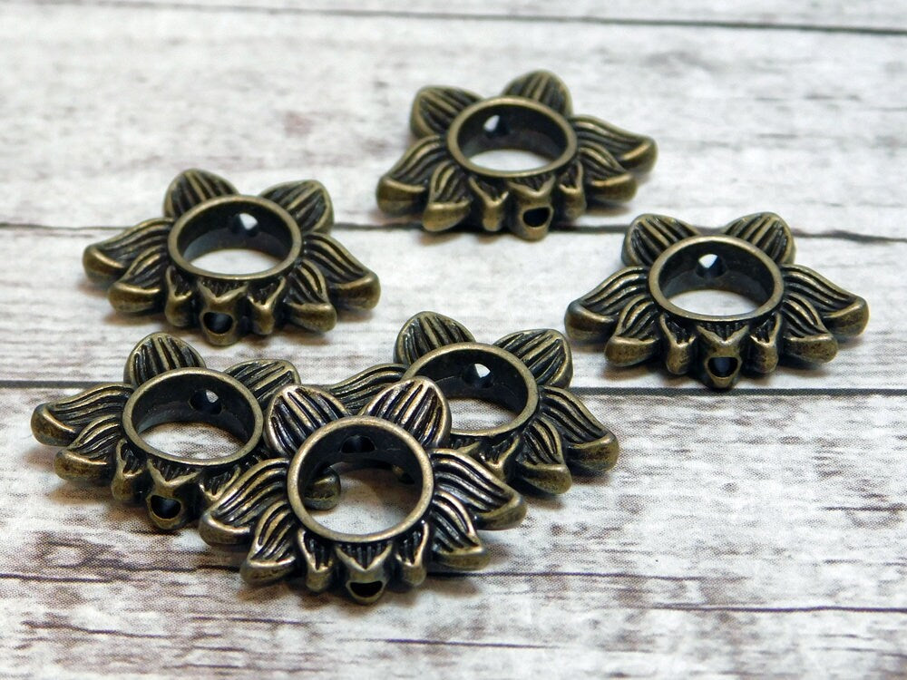 Bead Frame - Metal Beads - Lotus Flower Beads - Lotus Flower Charms - Lotus Charms - 14x19mm - (3348)