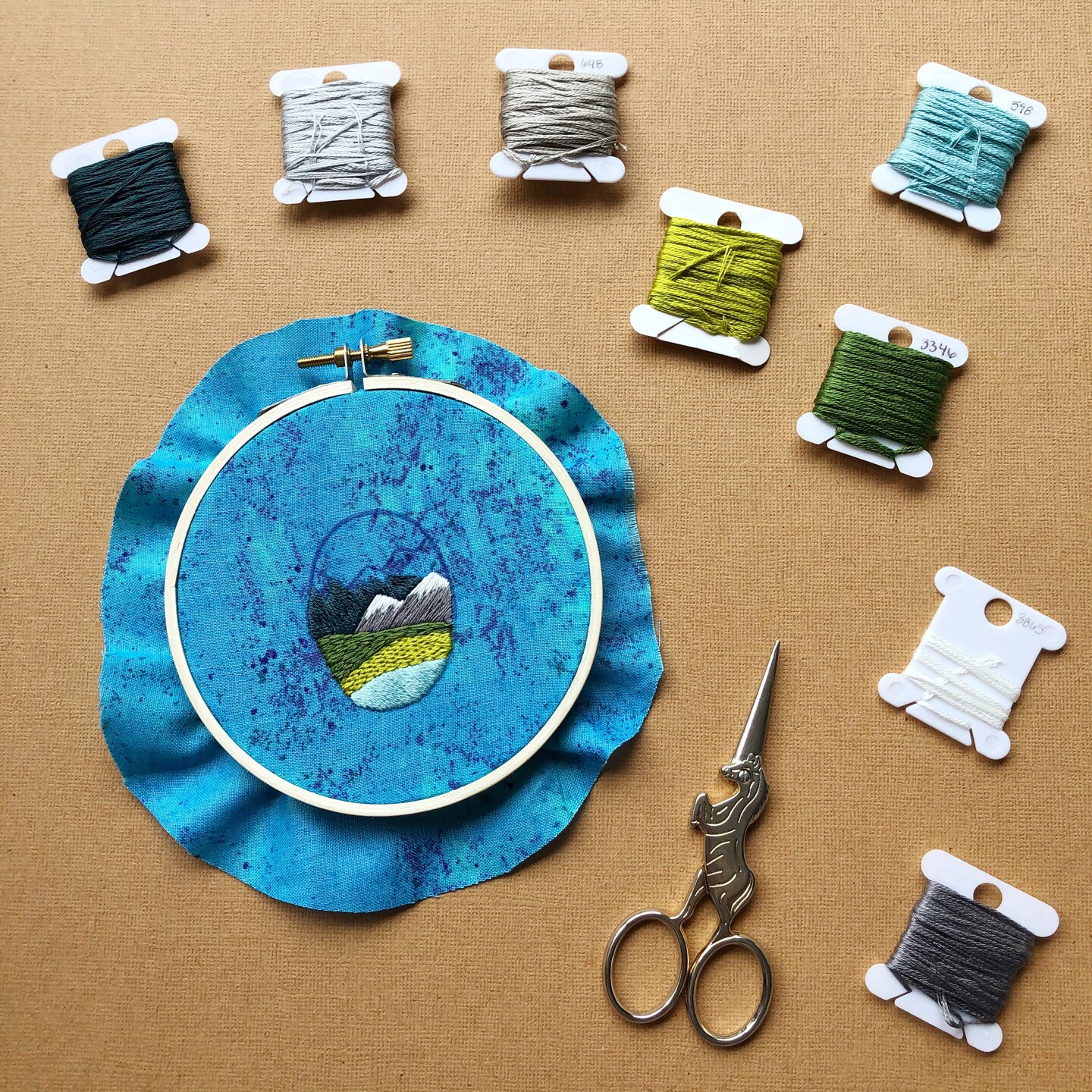 MCreativeJ Mountain Landscape Pendant- DIY Beginner Embroidery Craft Kit