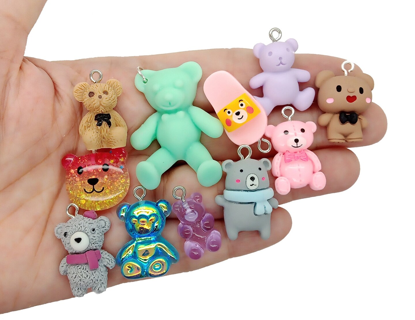 Cute Bears Charm & Pendant Grab Bag Mix, 20 Assorted Kawaii Teddy Bears, Adorabilities