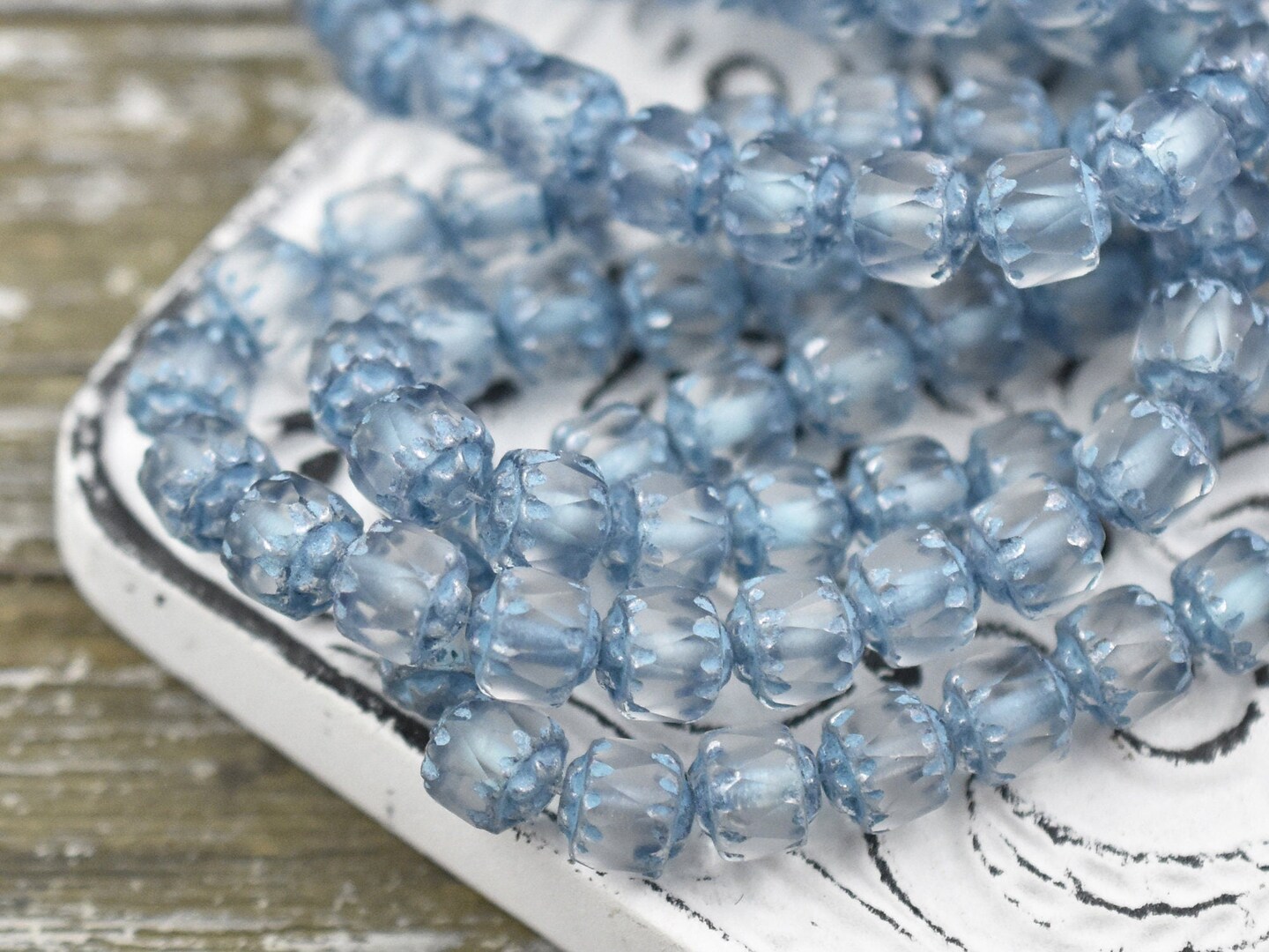 *20* 6mm Turquoise Washed Matte Crystal Cathedral Beads