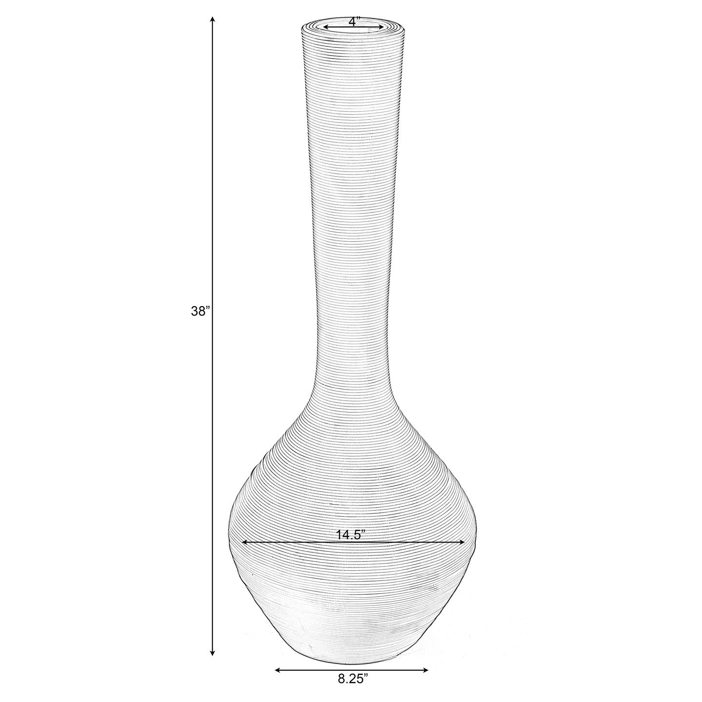 Tall Floor Vase, Modern Charcoal Grey Extra Large Floor Vase, 38-inch Trumpet Style Plastic Rope Vase, Decorative Lightweight Vase, for the Entryway, Dining Room, Living Room, or Bedroom