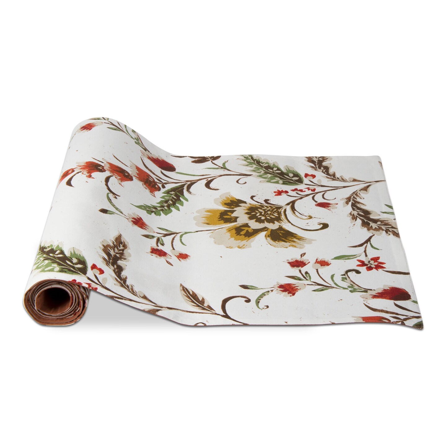 Autumn Bloom Large Floral Cotton Print Table Runner Machine Washable 72 ...