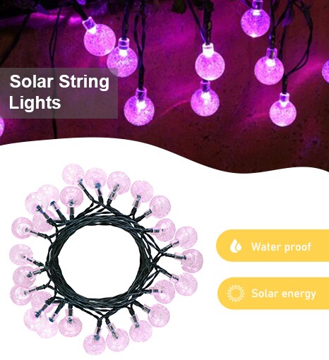 Perfect Holiday 30 LED Solar Bulb String Lights