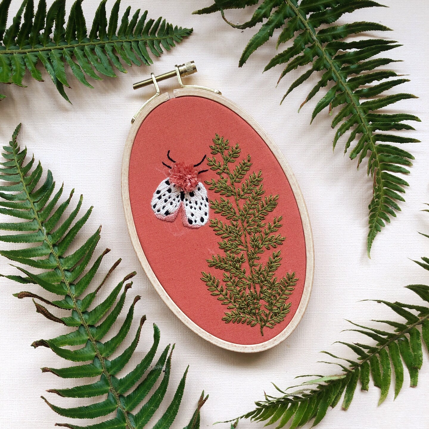 MCreativeJ Moth and Fern - Intermediate 3D Hand Embroidery DIY Craft Kit