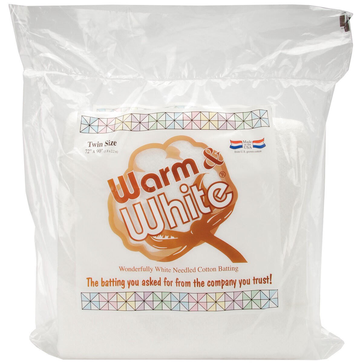 Warm Company Warm &#x26; White Cotton Batting-Twin Size 72&#x22;X90&#x22;