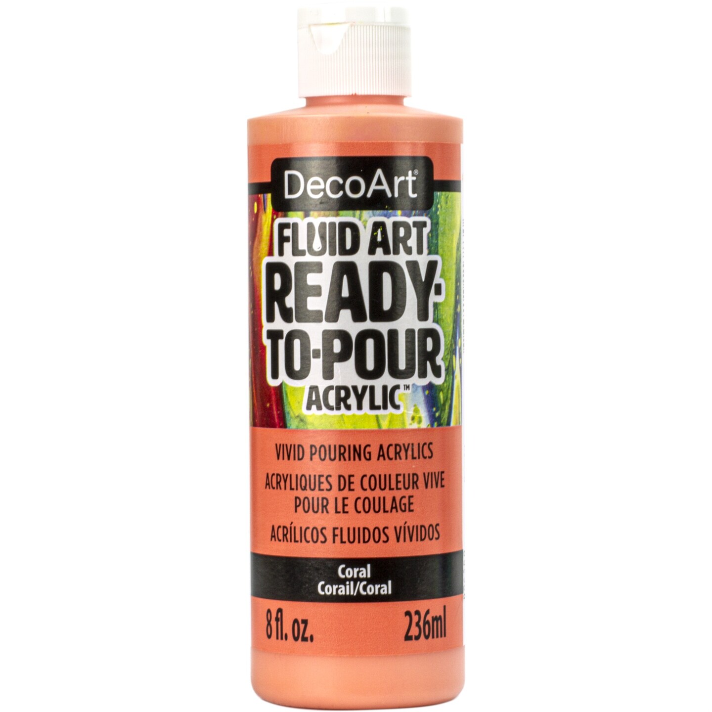 DecoArt Fluid Art Ready-To-Pour Acrylic, 8 oz., Coral