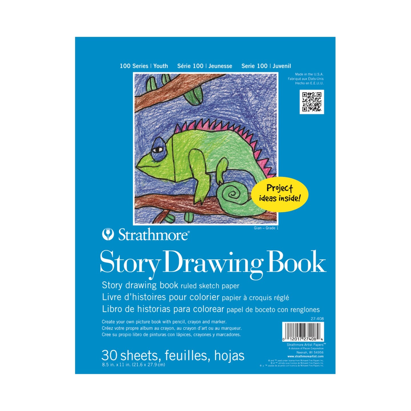 Strathmore Kids 100 Series Youth Story Drawing Book, 8-1/2 x 11 Inches, White, 30 Sheets