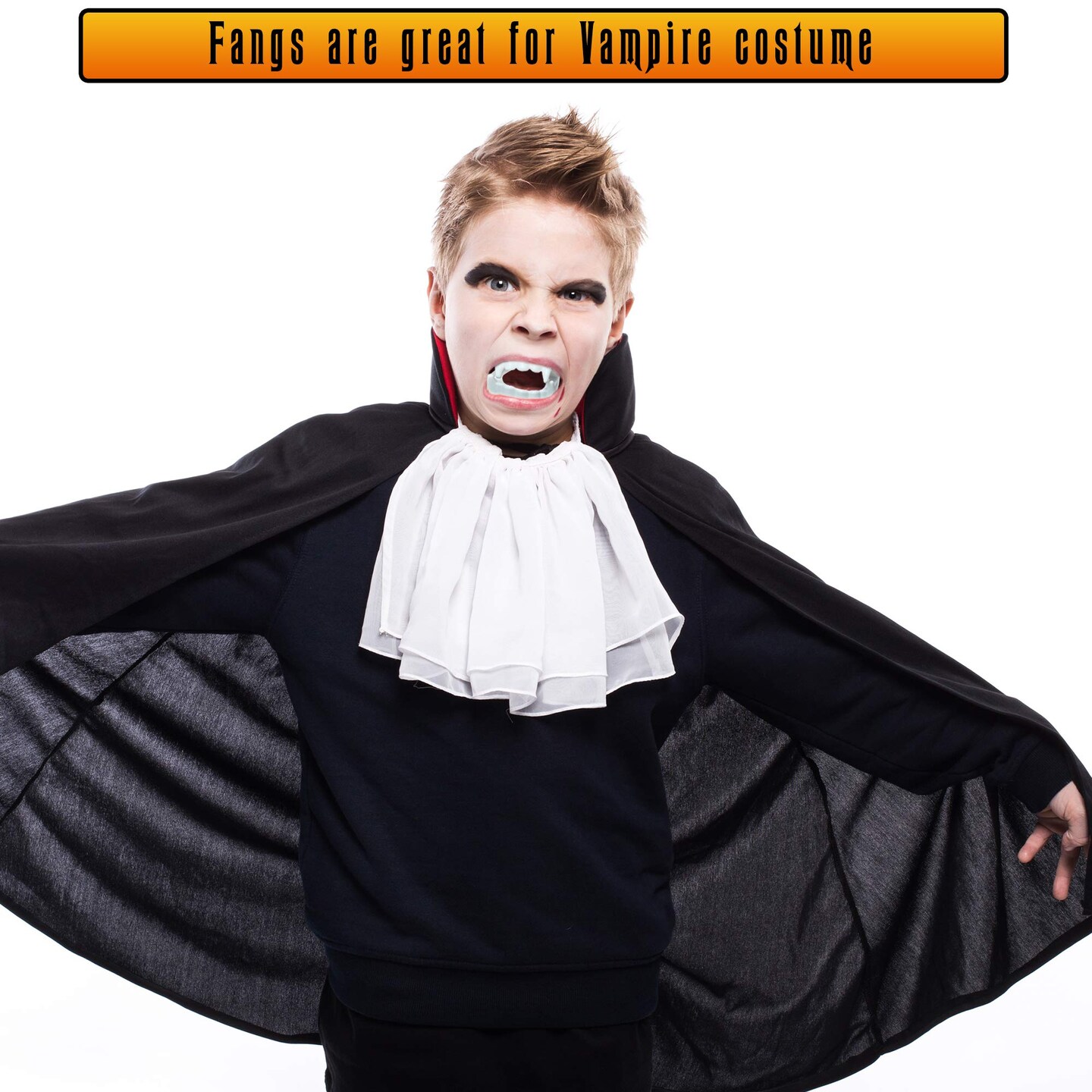 White Sharp Vampire Fangs - Dracula Monster Teeth for Party Favors and Supplies - 12 Pack