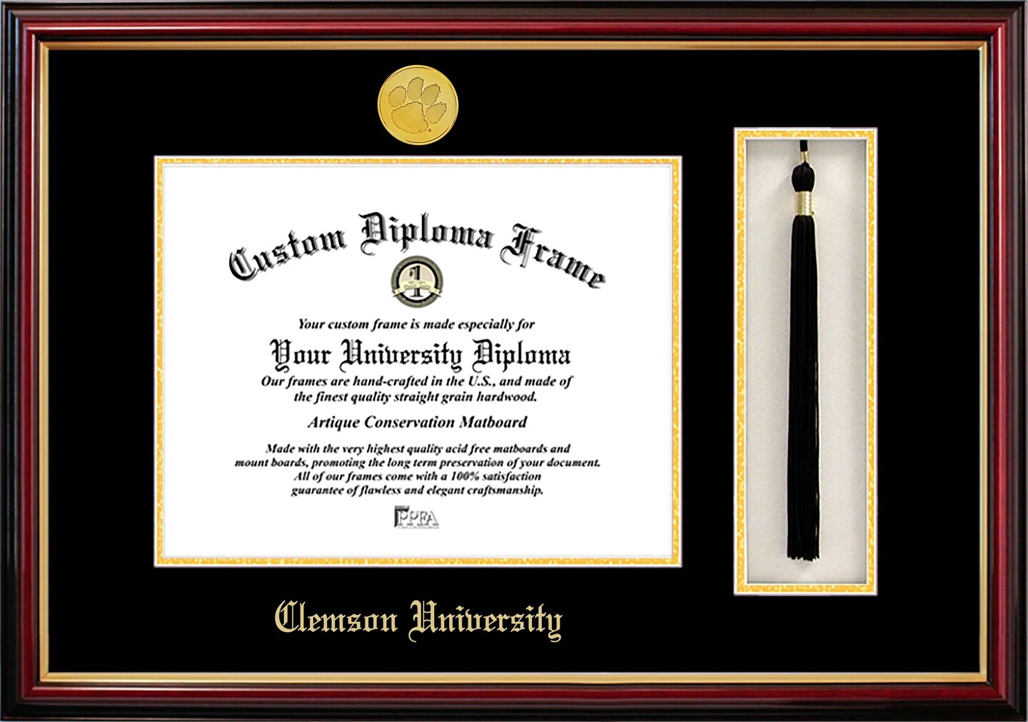 Clemson University 11w x 8.5h Tassel Box and Diploma Frame