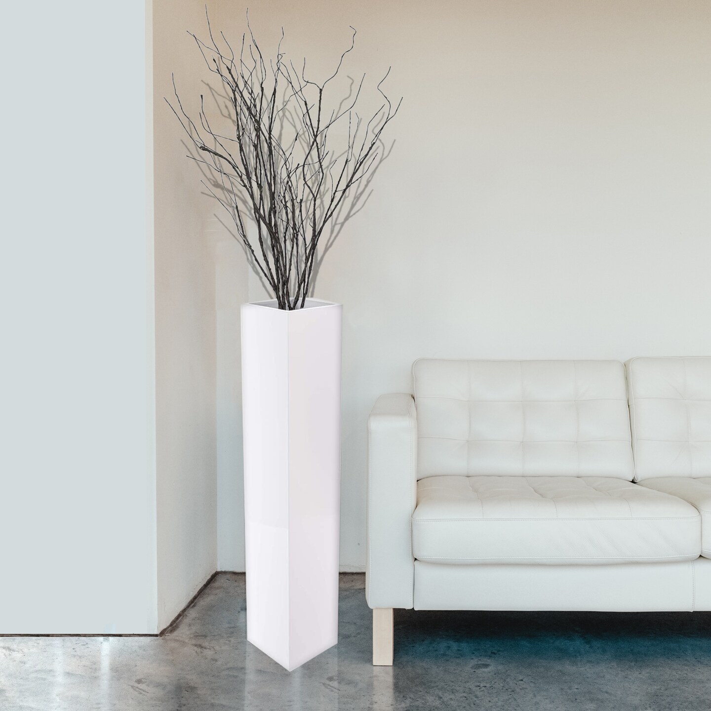 Large Tall Rectangular Wooden Modern Floor Vase - Sleek Contemporary Decor Accent for Living Room, Bedroom, Hallway and Entryway - Handcrafted Decorative Display Piece with Elegant Design