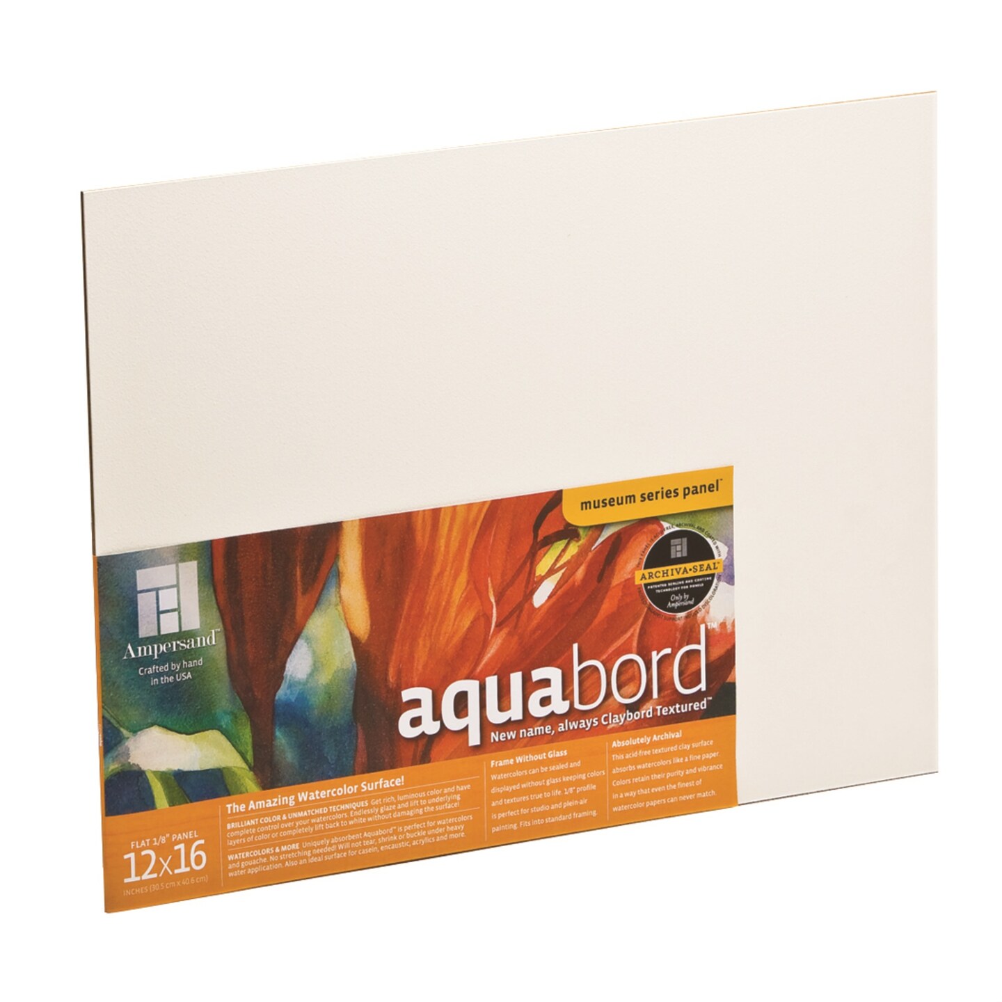 Ampersand Art Supply Watercolor Painting Panel: Museum Series Aquabord, 1/8 Inch Depth, 12X16