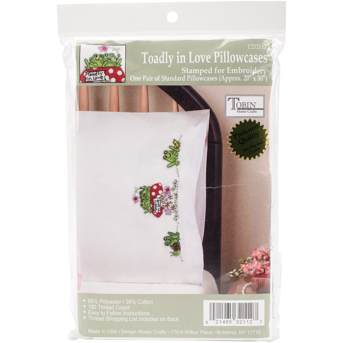 Tobin Stamped For Embroidery Pillowcase Pair 20"X30"Frogs Michaels