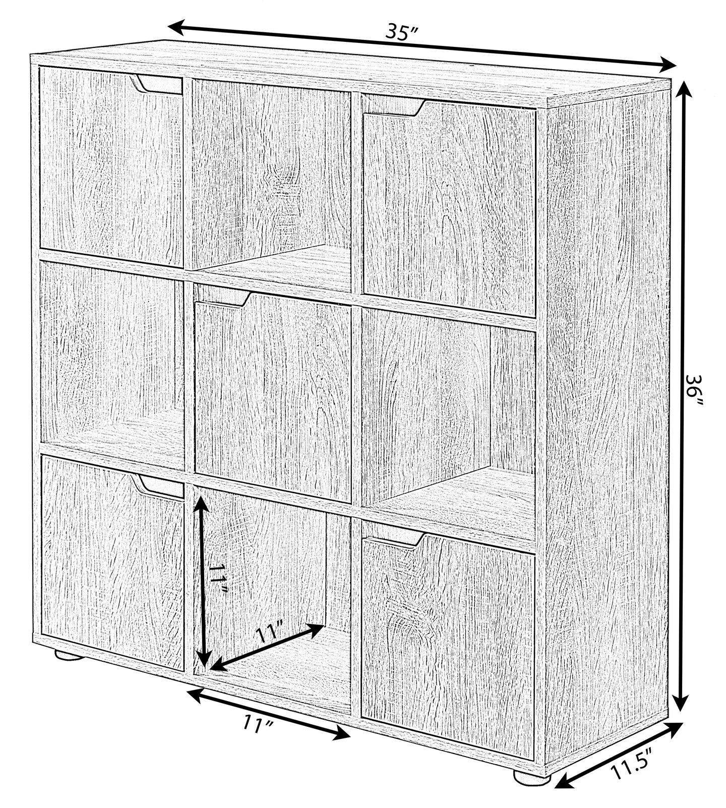 9 Cube Wooden Organizer With 5 Enclosed Doors and 4 Shelves