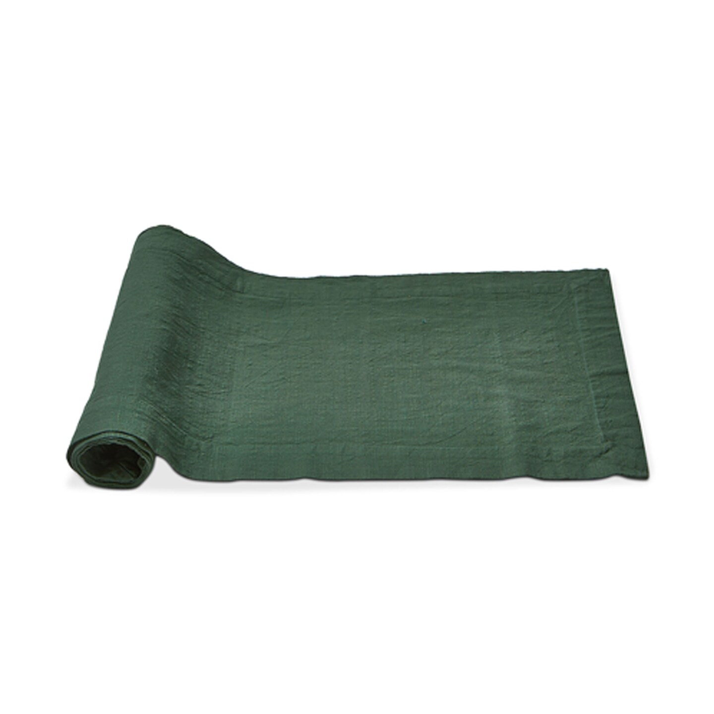 72&#x22;Lx 14.5&#x22;W in. Threads Woven 2 in. Hem Solid Green Table Runner Cotton Machine Wash