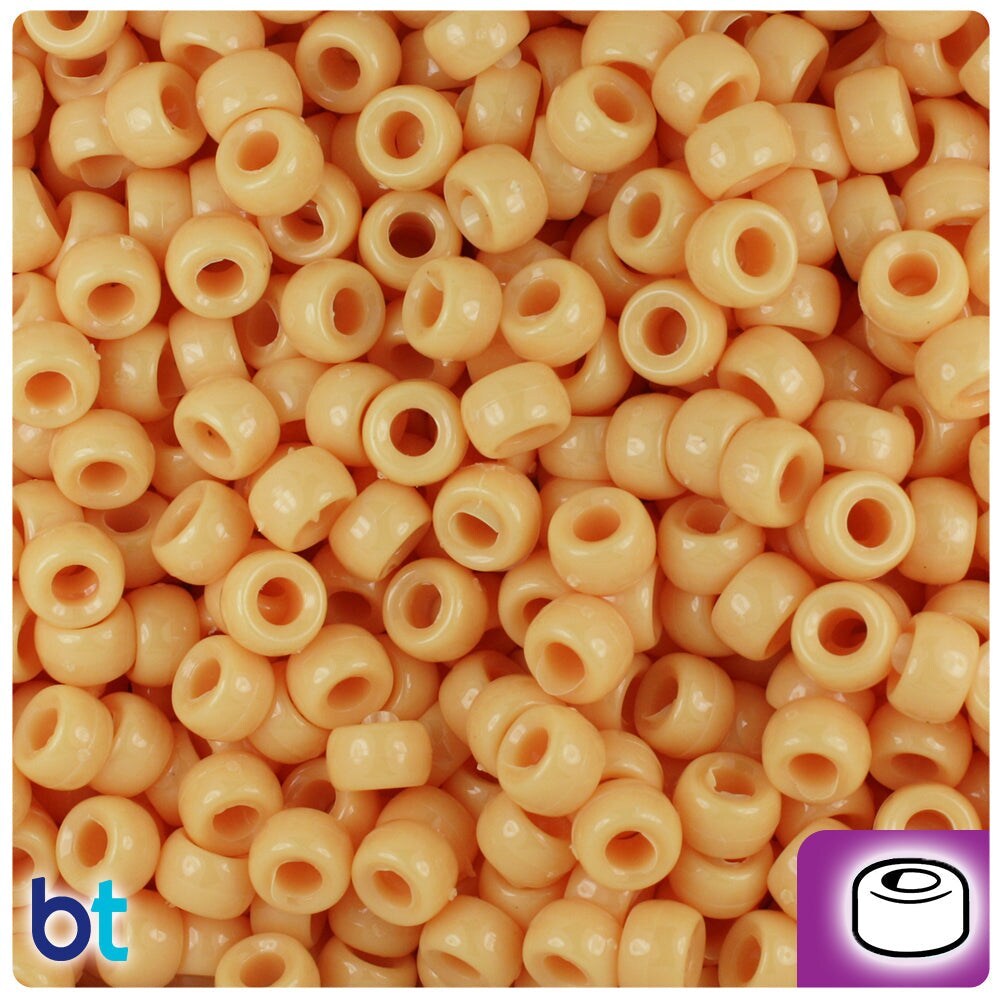 BeadTin Sand Opaque 6.5mm Mini Barrel Plastic Pony Beads (1000pcs)