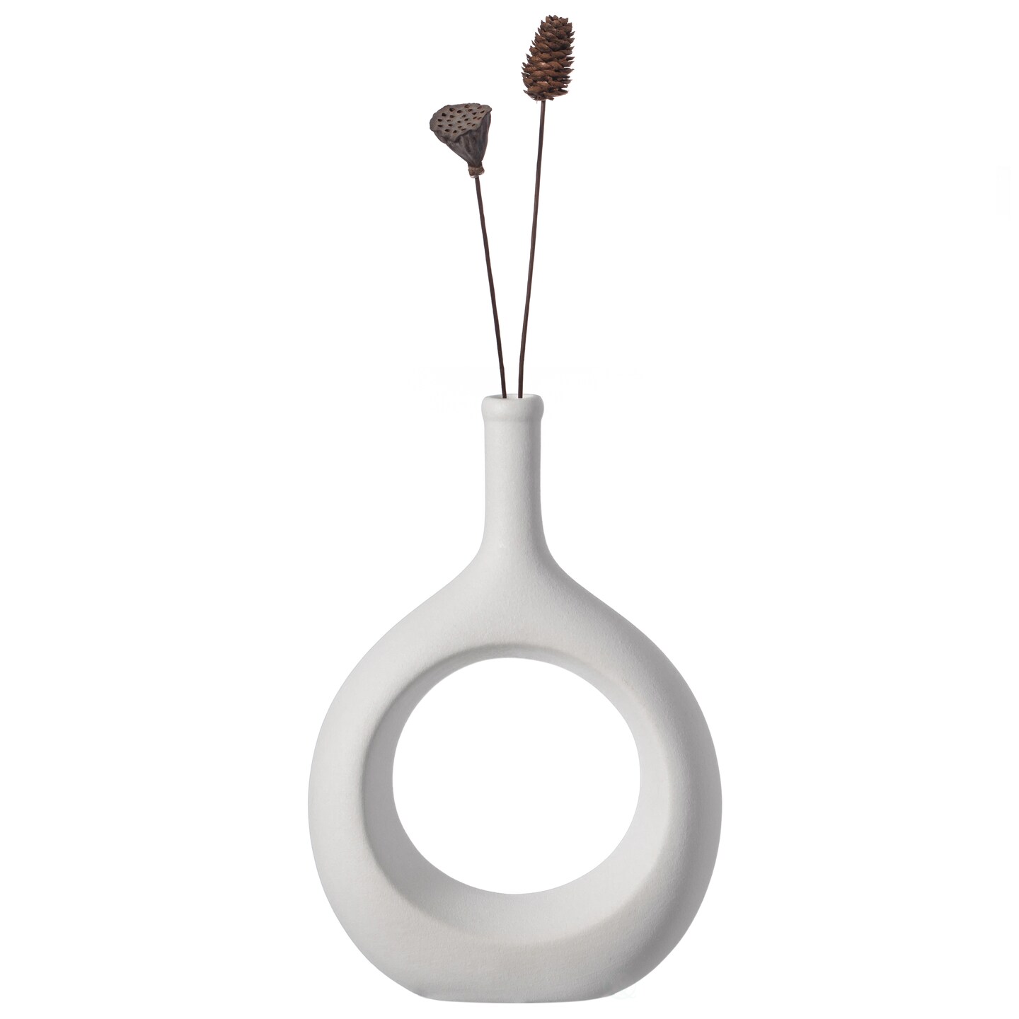 Contemporary White Ceramic Unique Shaped Flower Table Vase Centerpiece