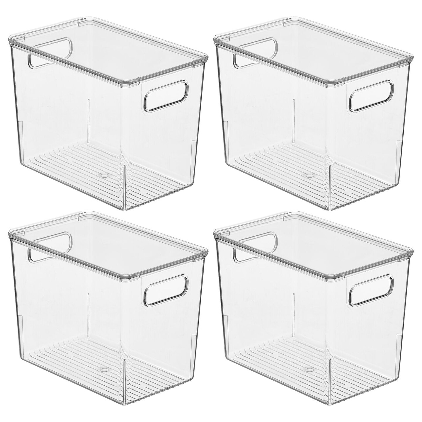 mDesign Plastic Storage Bin with Handles, Lid for Office - 4 Pack