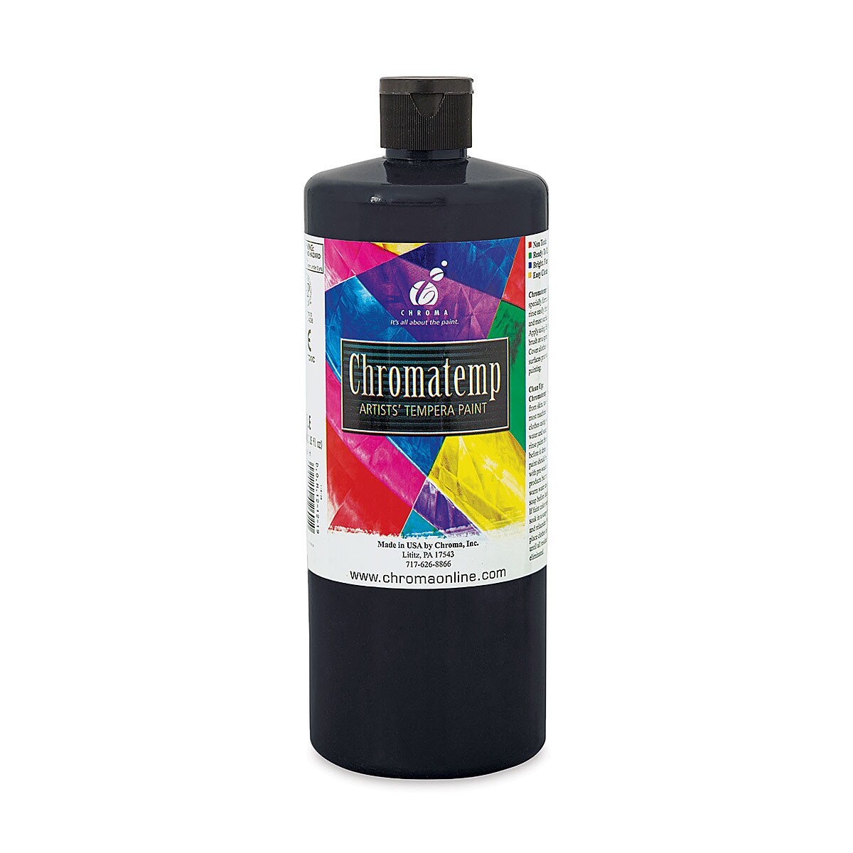 Chroma Chromatemp Artists' Tempera Paint Black, Quart Michaels