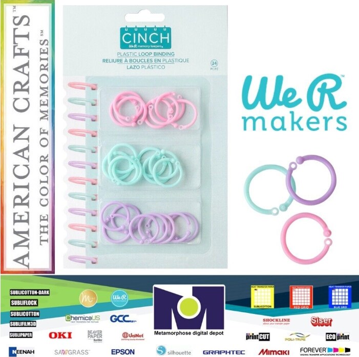 We R Memory Keepers Cinch Plastic Loop Binding 24/Pkg-Pink,Lilac &#x26; Blue 60000609 by American Crafts