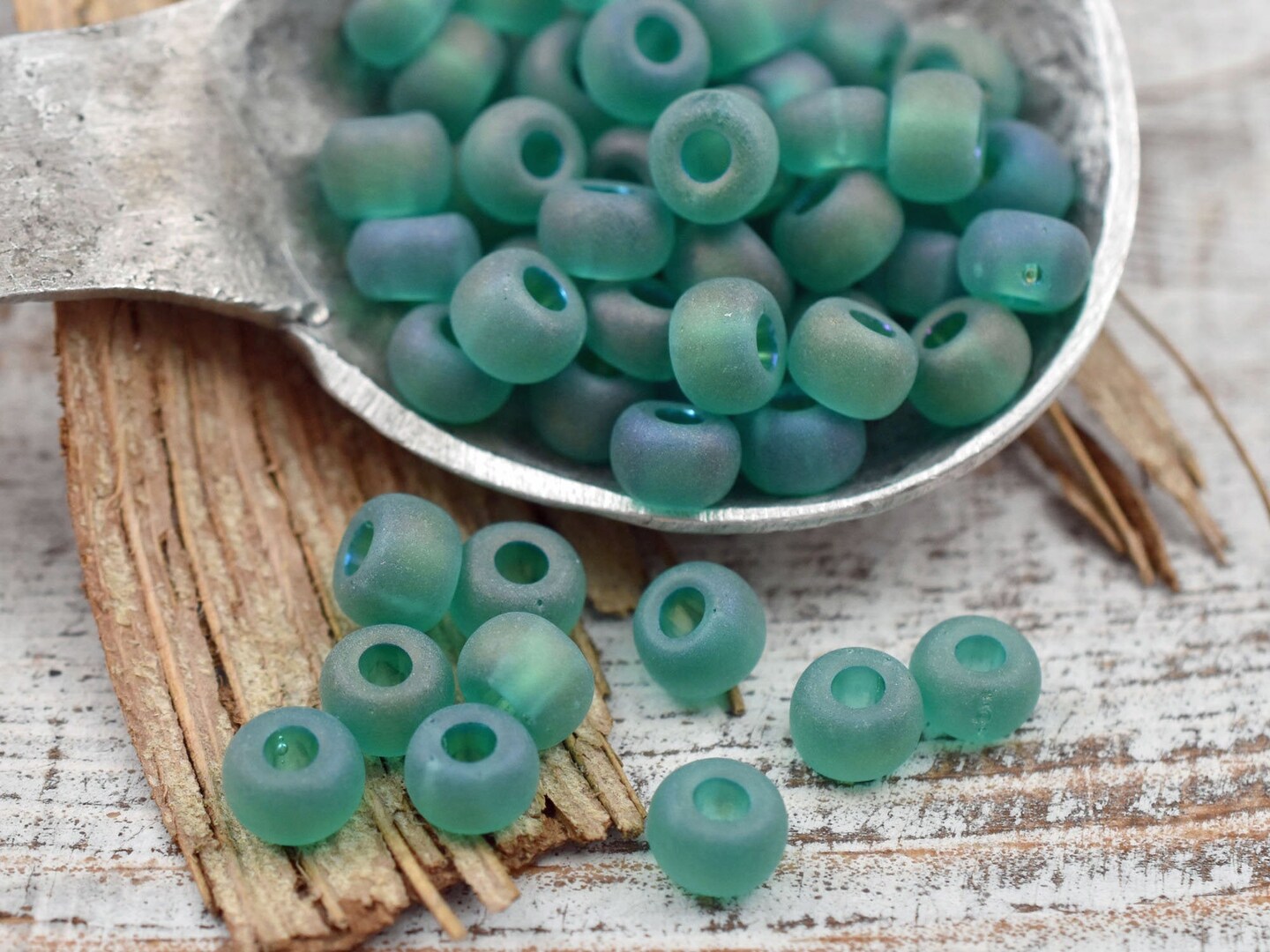 15G Transparent Matte Teal Green AB Czech 2/0 Seed Beads