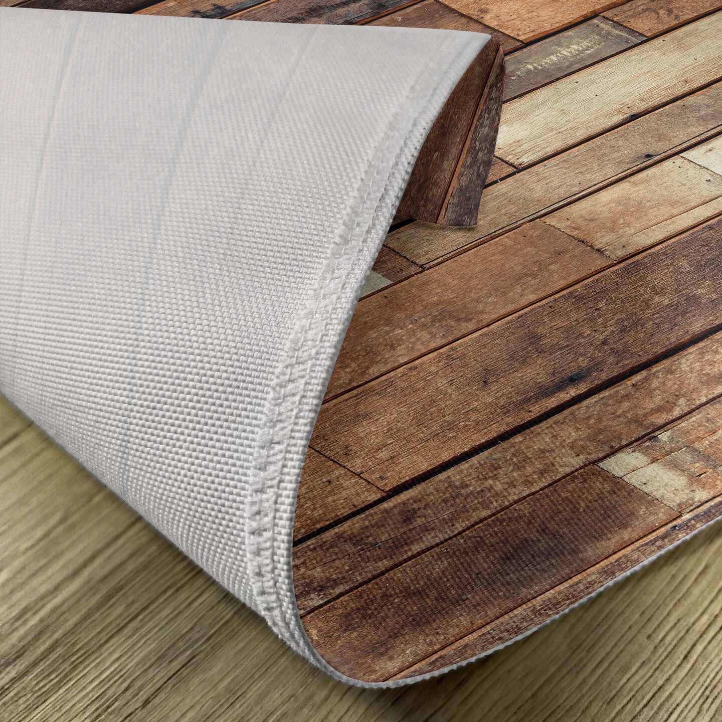 Ambesonne Wooden Print Place Mats Set of 4, Rustic Floor Planks Grungy Look Farm House Country Style Walnut Oak Grain Image, Washable Fabric Placemats for Dining Table, Standard Size, Brown