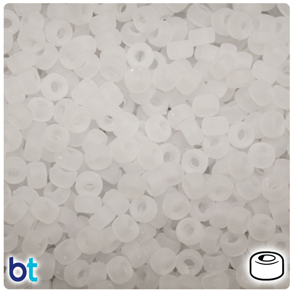 BeadTin Ice Frosted 6.5mm Mini Barrel Plastic Pony Beads (1000pcs)